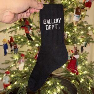 Gallery Dept. Black Socks Ribbed White Logo Casual Fashion Comfort OSFA 1 pair